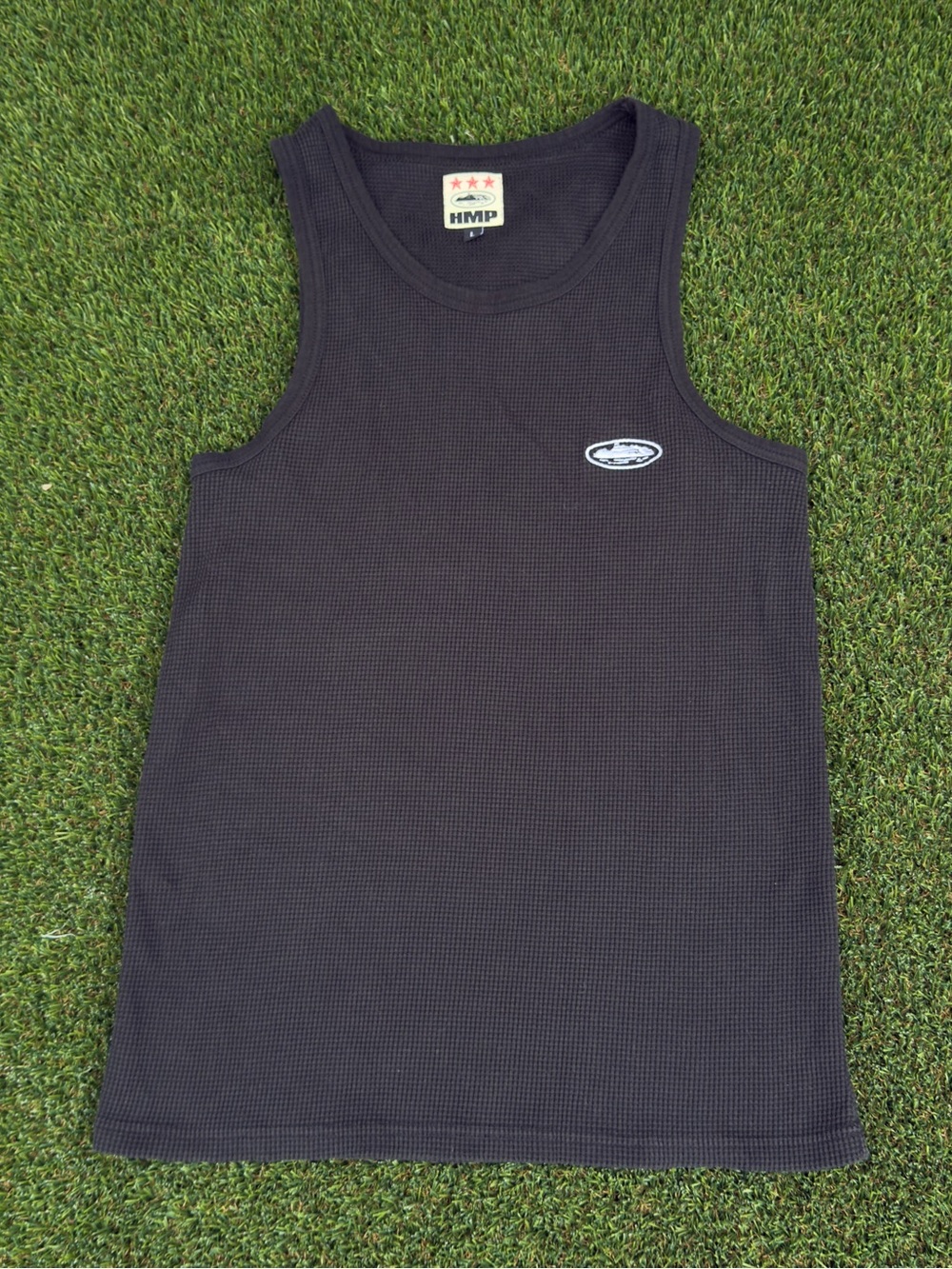 HMP Black Men's Ribbed Swim Rash Guard Tank